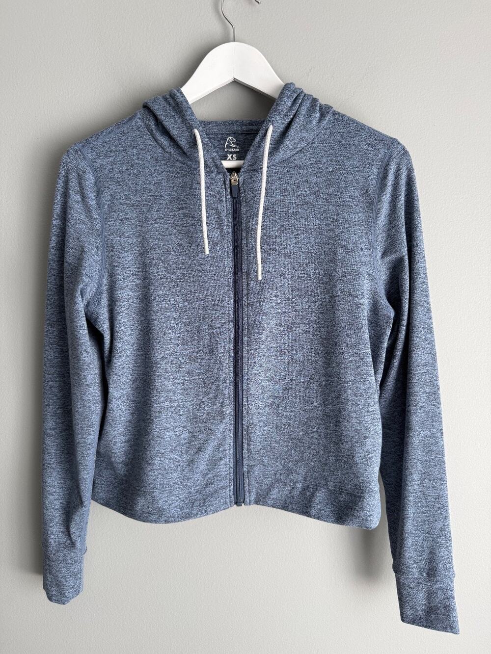 Rhoback Tempo Performance Hoodie Womens XS Blue Heather Full Zip Golf Casual